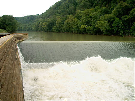 Dam Overflowing Beside Lock